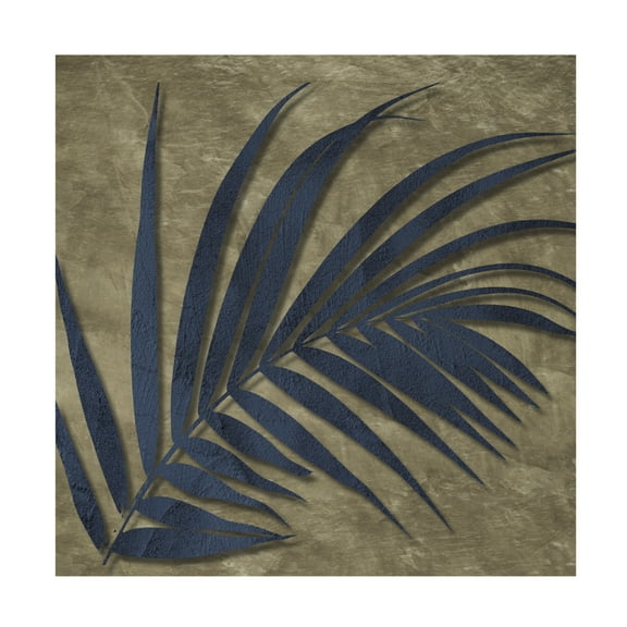 Canvas Wall Art - Sasha 'Blue and Gold Fronds I' Wall Art for Living Room, Bedroom, or Office Décor by Trademark Fine Art - 14 x 14 Inches