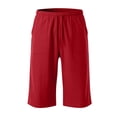 thumbnail image 6 of OYXSER Boys 3/4 Linen Capri Pants Drawstring Elastic Waist Summer Beach Shorts Pockets, Red 8-9Y, 6 of 6