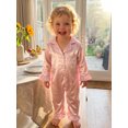 thumbnail image 5 of RUINIXCW Infant Girl Romper Pajamas Lapel V Neck Long Sleeve Ruffle Cuffs Loungewear, 5 of 6
