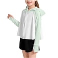 thumbnail image 2 of Kids Lightweight Cardigan for Travel Girls Zip up Sun Protection Jacket Raglan Sleeve Hooded with Thumb Holes Lightweight Thin Outerwear for Outdoor Hiking Green 2-3Y, 2 of 9