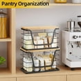thumbnail image 4 of Set 2 Organizadores Apilables Bolsas Basura Acero Inoxidable con Tapa Bambú Dispensador Grande y Pequeño Cocina Lavandería, 4 of 6