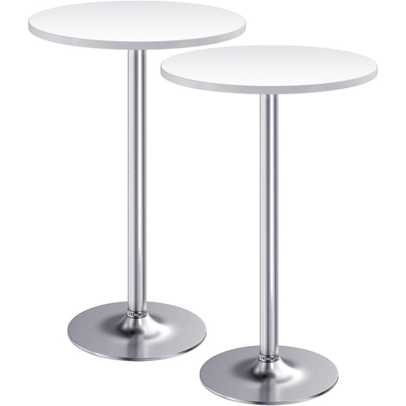 Round Bar Height Pub Table, 40.6-Inch Height, MDF Top with Metal Base, White