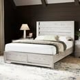 thumbnail image 2 of LUXOAK Full Size Bed Frame with Natural Wood Platform, 49" Fluted Headboard, White, 2 of 8