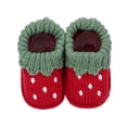 thumbnail image 3 of Xijirk Solid Knitted Baby Booties 3D Floral Decor Sock Shoes Soft Non Pre Walker Crib Shoes Warm Baby Footwear Red,0-3 Months, 3 of 8
