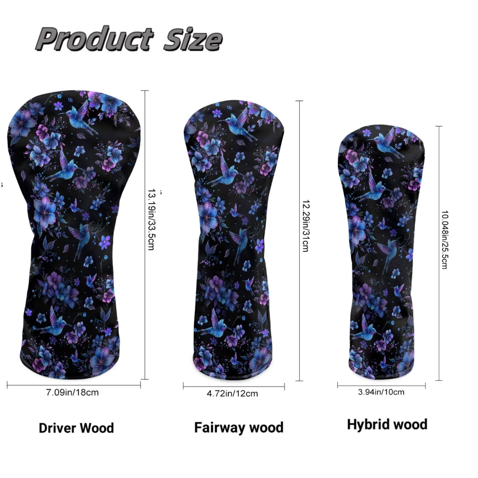 Uorisanigo Golf Head Covers, Boho Hummingbird Golf Club Covers, Funny Driver Headcover, Stain-Resistant Hybrid Headcover, Fairway Wood Head Cover with Soft Lining for Golfer Gift