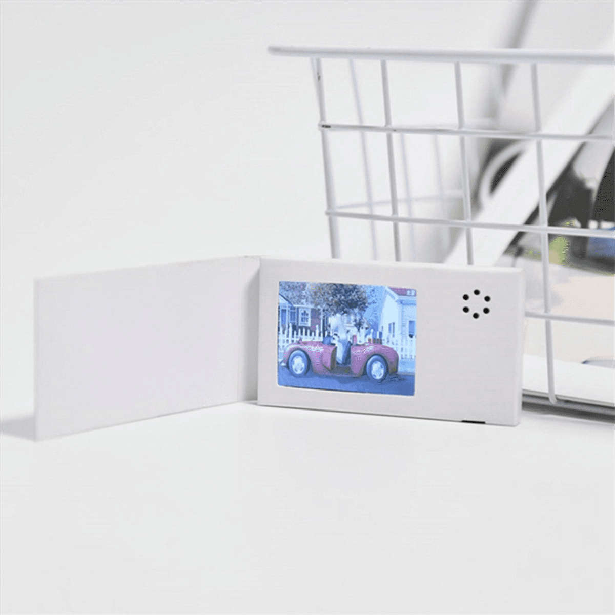 2.4inch Birthday White Video Book Card 128MB Lcd Invitation Gift Music Greeting Card Upload Video Lcd Greeting Card