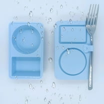 2 Compartment Collapsible Silicone Snack Container Leak, Resistant, Divided Bento Box Food Storage for Meal Prep, Lunch, Travel, Picnics, Dishwasher and Microwave Safe (1pc)