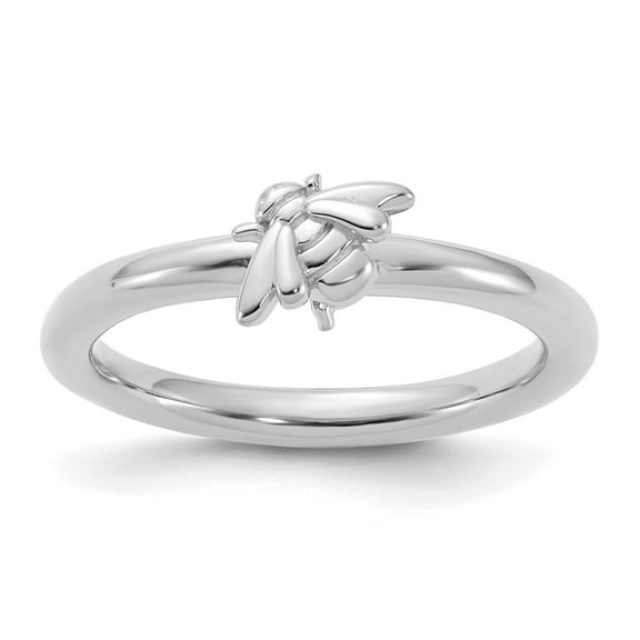 Sterling Silver Stackable Expressions Rhodium-plated Bee Ring Size -8