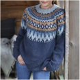 thumbnail image 1 of Chandail Élégant pour Femme en Tricot Côtelé à Col Rond, Manches Longues, Coupe Ample, pour le Travail Quotidien Décontracté, 1 of 1
