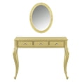 thumbnail image 3 of Bedroom Makeup Vanities, Luxury Makeup Vanity Desk with Oval Mirror, 3-Drawer Dressing Table for Jewelry Storage, Elegant Console Table for Entryway, Living Room & Bedroom, Stylish Home Decor,Gold, 3 of 21