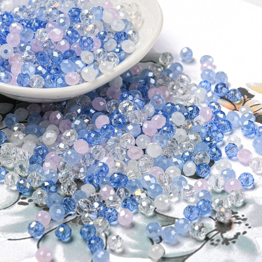 Glass Beads Faceted Rondelle Royal Blue 4x3mm Hole: 0.4mm about 6800pcs/500g