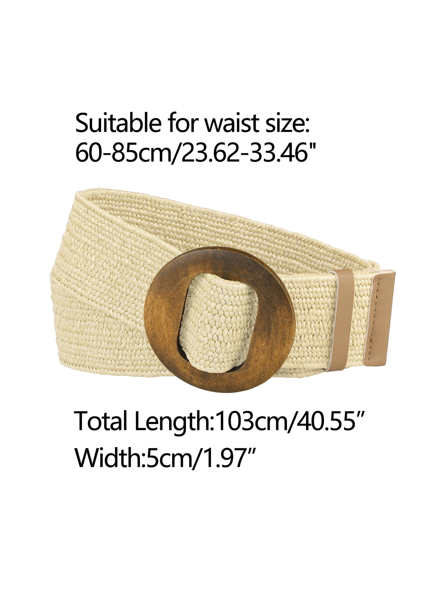 INSPIRE CHIC Womens Woven Stretch Belts, Straw Rattan Wooden  display picture 2