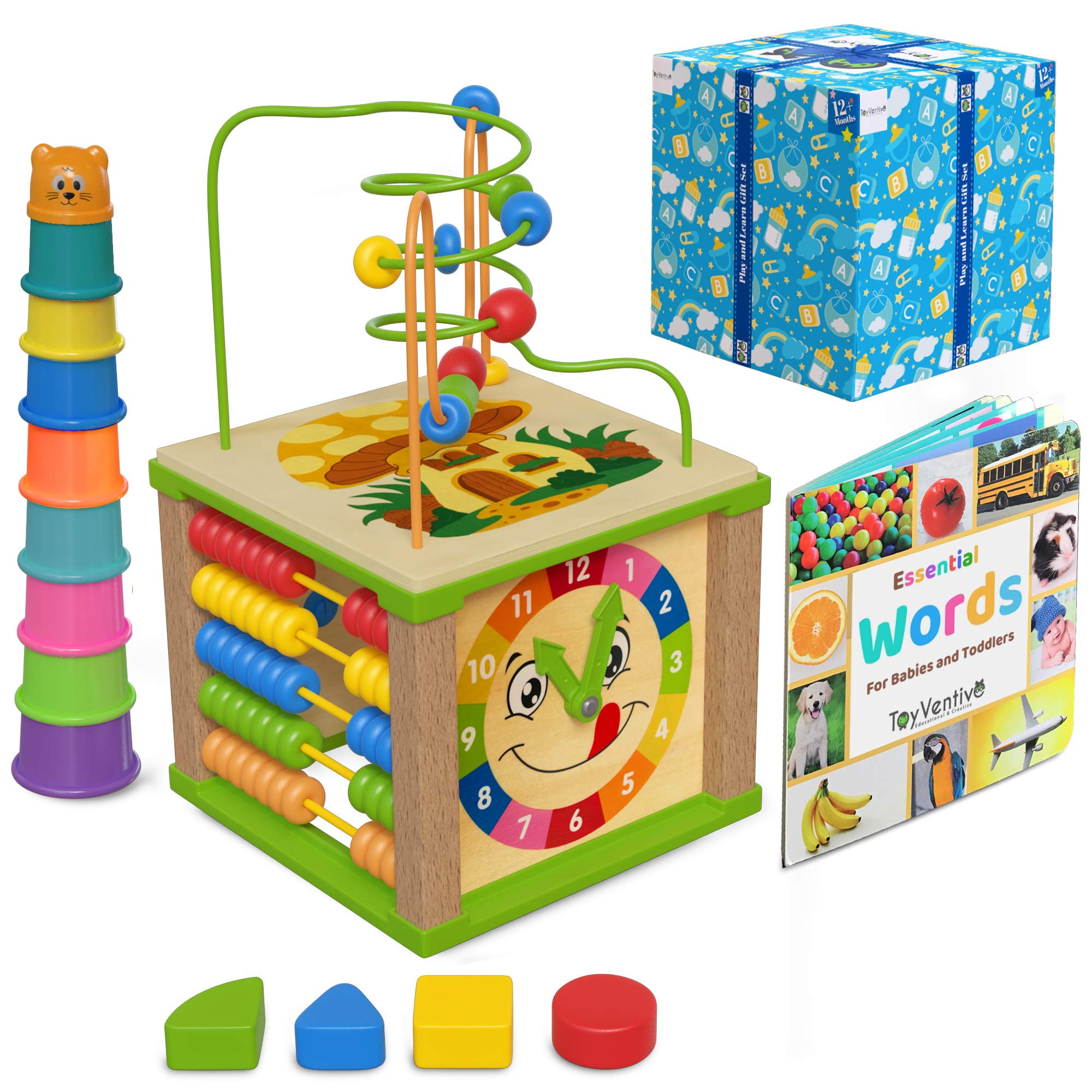 Toyventive wooden kids baby activity cube gift set gifts toys 1 one sales