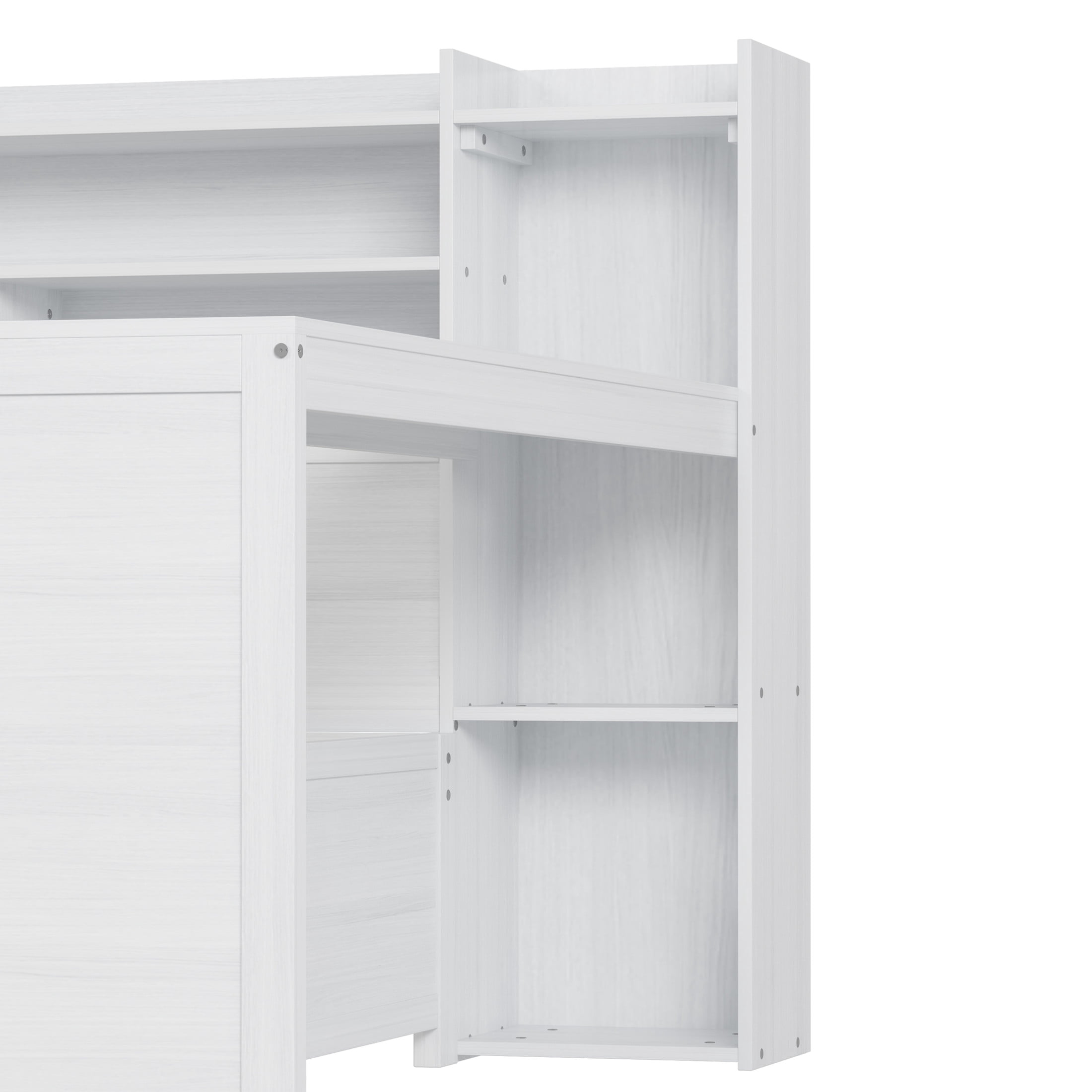 Noble House Twin Size Daybed with Twin Trundle, Storage Shelves and Study Desk, Antique White