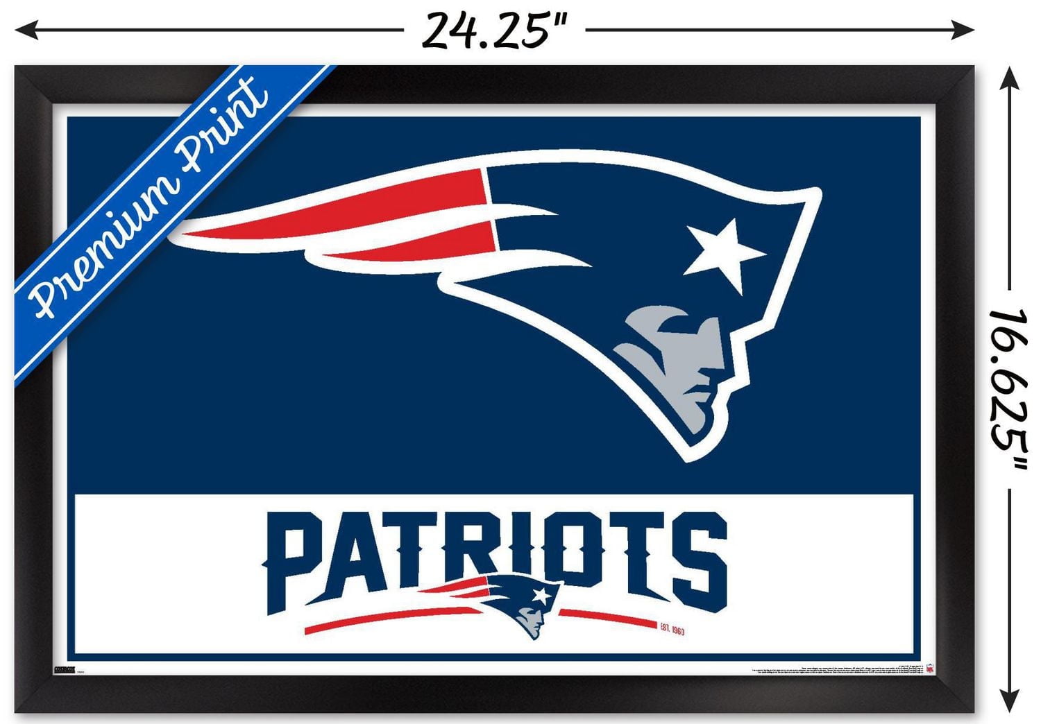 NFL New England Patriots - Logo 21 Wall Poster, 22.375" x 34" Framed