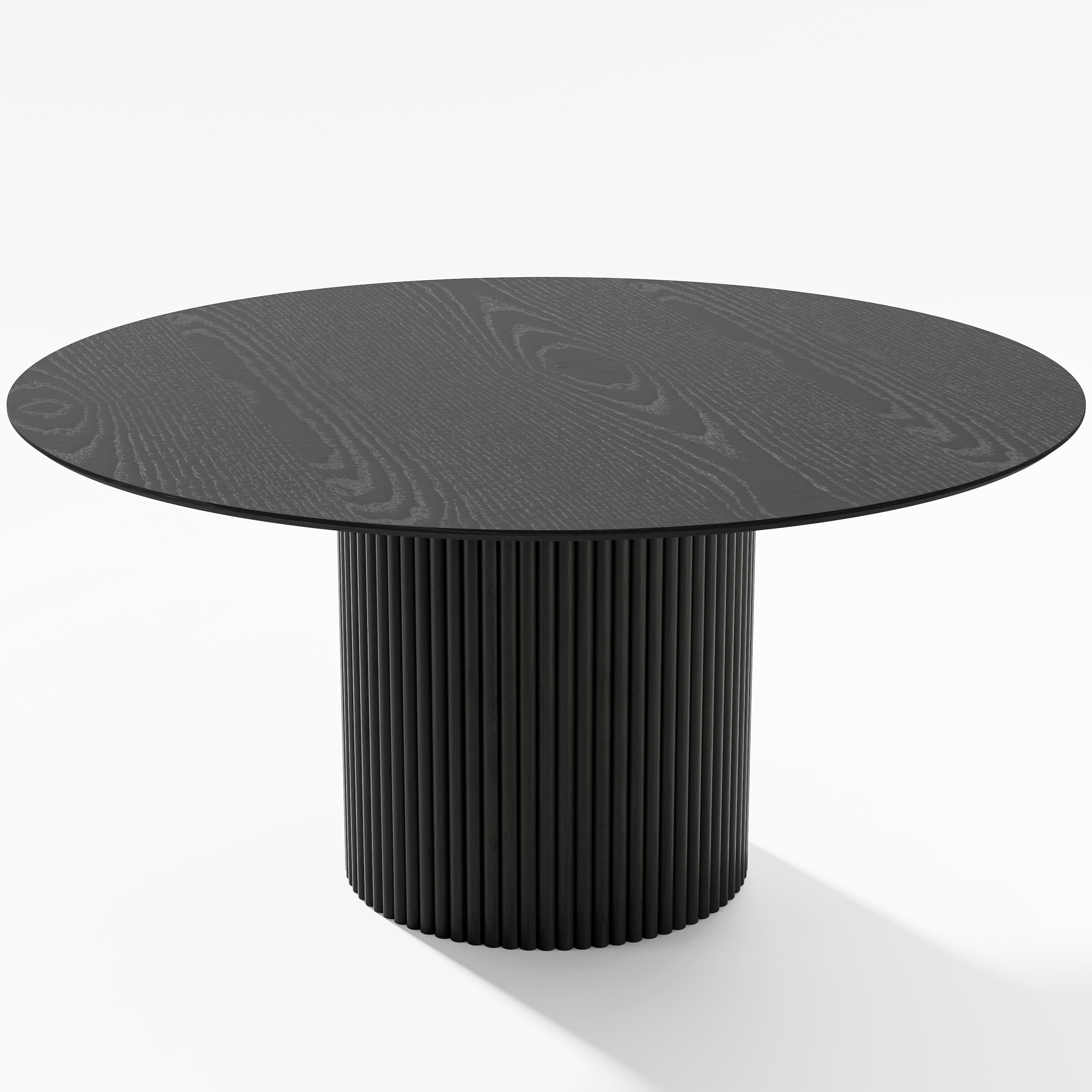 MAYEERTY 60" Round Wood Dining Table for 4-6 People, Modern Kitchen Table with Heavy Duty Wood Base, Black