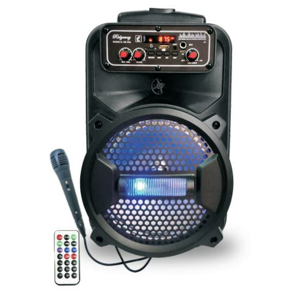 Ridgeway QS828 8" BT PA Speaker Trolley Speaker with Lights USB SD FM