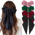 thumbnail image 1 of 2025 4 piezas de pinzas para el cabello con lazo grande para mujer, horquillas para el cabello con lazo grande de gasa para niña, pasador de satén para mujer, pinza para cola de caballo, 1 of 5