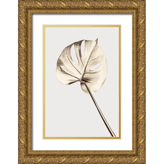 Artographie Studio 17x24 Gold Ornate Wood Framed with Double Matting Museum Art Print Titled - Monstera Gold 05