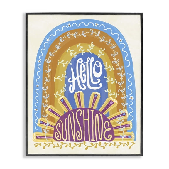 Stupell Industries Boho Hello Sunshine Black Framed Giclee Art, design by Connie Summers