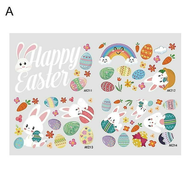 Juego de pegatinas para ventana llamativas, impermeables, de Pvc, pegatinas para ventana de Pascua, pegatina electrostática para el hogar Jikaix