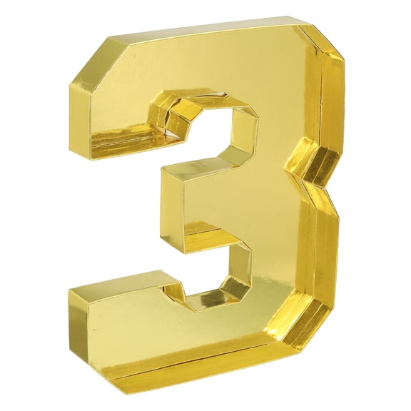 Uxcell 10" Cardboard Number, Number 3 Paper Box Fillable Tray Container for Mache Chocolate Candy Decorations, Gold