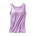thumbnail image 2 of VV AVEORS Tank Top For Women With Built In Bra Summer Padded Bra Cotton Casual Basic Tanks Workout Yoga Camisole Top Undershirt Light Purple XL, 2 of 3