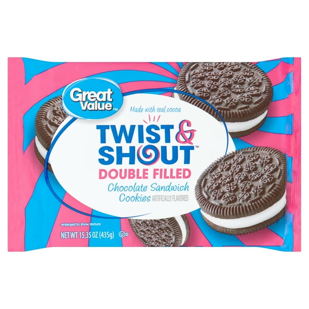 Great Value Twist & Shout Double Filled Chocolate Sandwich Cookies, 15.