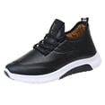 thumbnail image 2 of Women Waterproof Leather Winter Sneakers Elastic No Tie Lace Up Warm Fleece Lined Lightweight Cushion Walking Shoes, 2 of 7