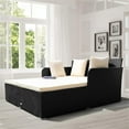 thumbnail image 2 of Pemberly Row Patio Rattan Cushioned Sofa Daybed with Pillows in Beige, 2 of 12