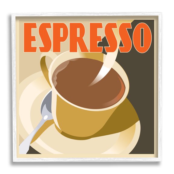 Stupell Industries Vintage Espresso Drink Food & Beverage Painting White Framed Art Print Wall Art, 17 x 17