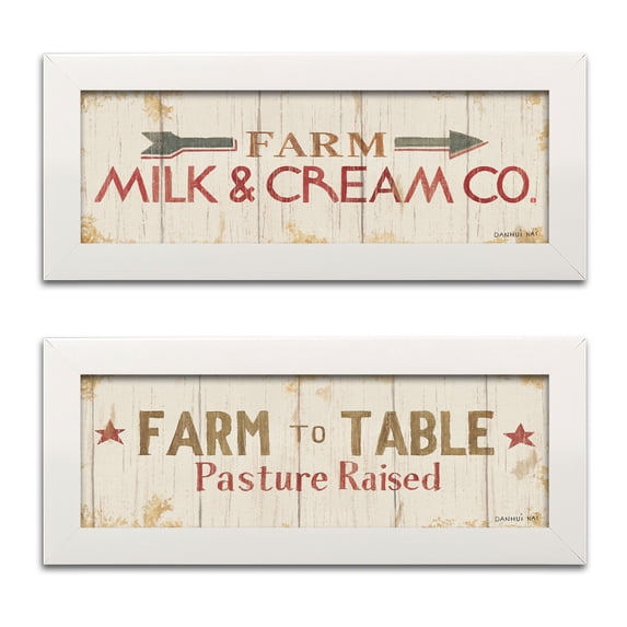 Gango Home Decor Country-Rustic Farm Patchwork XIII & XIV by Danhui Nai (Ready to Hang); Two 18x6in White Framed Prints