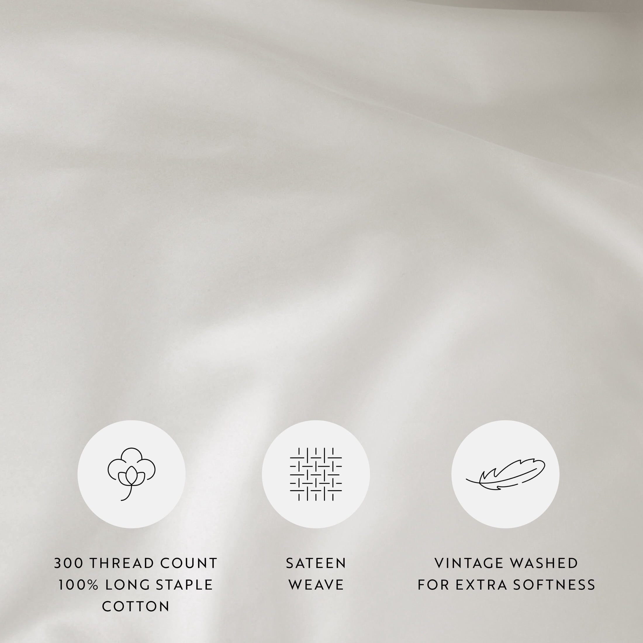 Ivory Vintage Washed 3 Piece Cotton Duvet Cover Set, Full/Queen, by Noble Linens