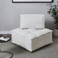 thumbnail image 4 of Lazy sofa ottoman with gold wooden legs teddy fabric (White), 4 of 9