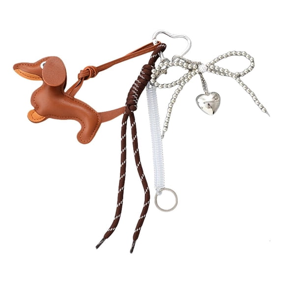 Giaone PU Keychain Sausage Dog Keyrings Bag Charm Car Key Chain Bows Keychains