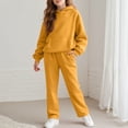 thumbnail image 2 of Zanarzt Girls Clothing Set 2 Pcs Kids Sweatsuit 2 Piece Outfits for Girls Athletic Sweatshirt Sweatpants Cozy Fleece Jogger Set Yellow,3-4 Years, 2 of 9