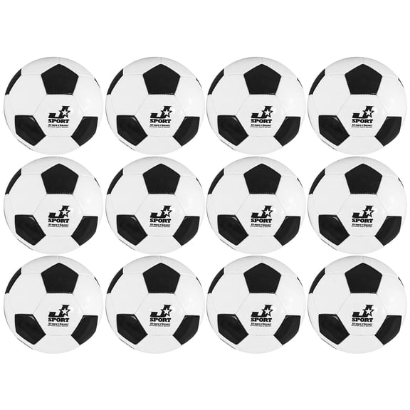 Biggz (12 Pack) Premium Classic Soccer Balls Size 5 with Ball Hand Pump