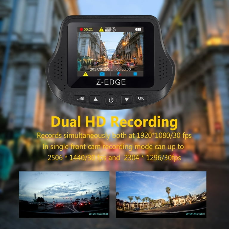 Refurbished: Z-Edge Z3D GPS Dual Dash Cam Full HD 1080p Front and Rear Cam Z3D-RD