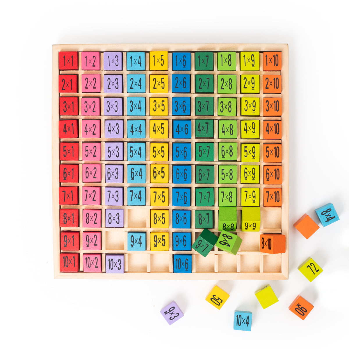 Kids Montessori Preschool Learning Toys Gift for Toodler Aged 3 Years Old and Up 100 Cubes Wooden Building Blocks ROBUD Wooden Multiplication & Math Table Board Game 