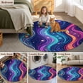 thumbnail image 6 of Neon Style Round Living Room Rugs 5 ft, Abstract Boho Colorful Flowing Waves Washable Area Rug with Non-Slip Sturdy Edge Binding Round Carpet for Entryway Kitchen Bedroom Bathroom, 6 of 9