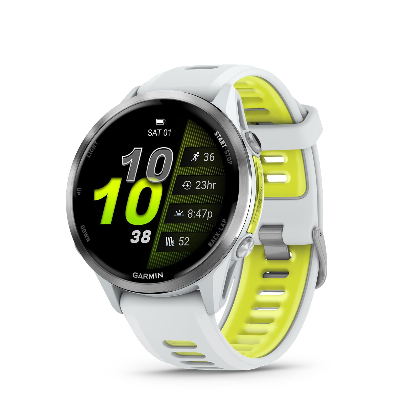 Garmin Forerunner 970 GPS Smartwatch, Titanium and Whitestone/Yellow Band Bundle with 2 Year Protection Pack + Silicone Dust Cover (3-Pack) + 1.4 Inch Screen Protector