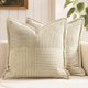 thumbnail image 1 of Chenchen Decorative Throw Pillow Covers for Couch Bed Livingroom 20x20 Inch Set of 2 Cream Boho Accent Throw Pllows Broadside Striped Patchwork Soft Corduroy Pillowcases, 1 of 1