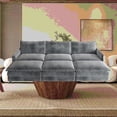 thumbnail image 2 of Modern Corduroy 3-Seater Sofa 220×80×75cm with 3 Movable Footrests, 2 of 11