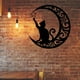 thumbnail image 3 of Lindos gatos negros, letreros de metal con forma de luna, adornos colgantes para colgar en la pared, para ventanas, puertas y repisas, 3 of 10
