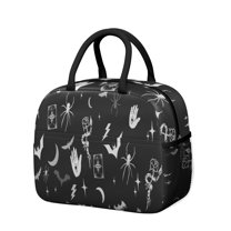 Womens Black Halloween Witchy Symbols Lunch Box for Work,Insulated Lunch Bag for Women,Loncheras Para Mujer,Leakproof Adult Lunch Bag for Work,Beach,Travel,Picnic,Camping