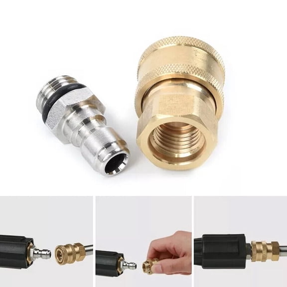 2Pcs Pressure Washer Quick Release Connector Brass Tube Fitting 1/4 Male M22/14