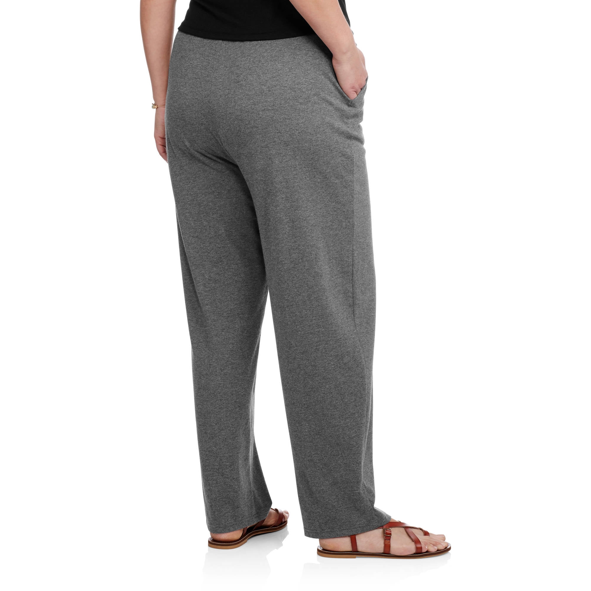 white stag knit pants with pockets