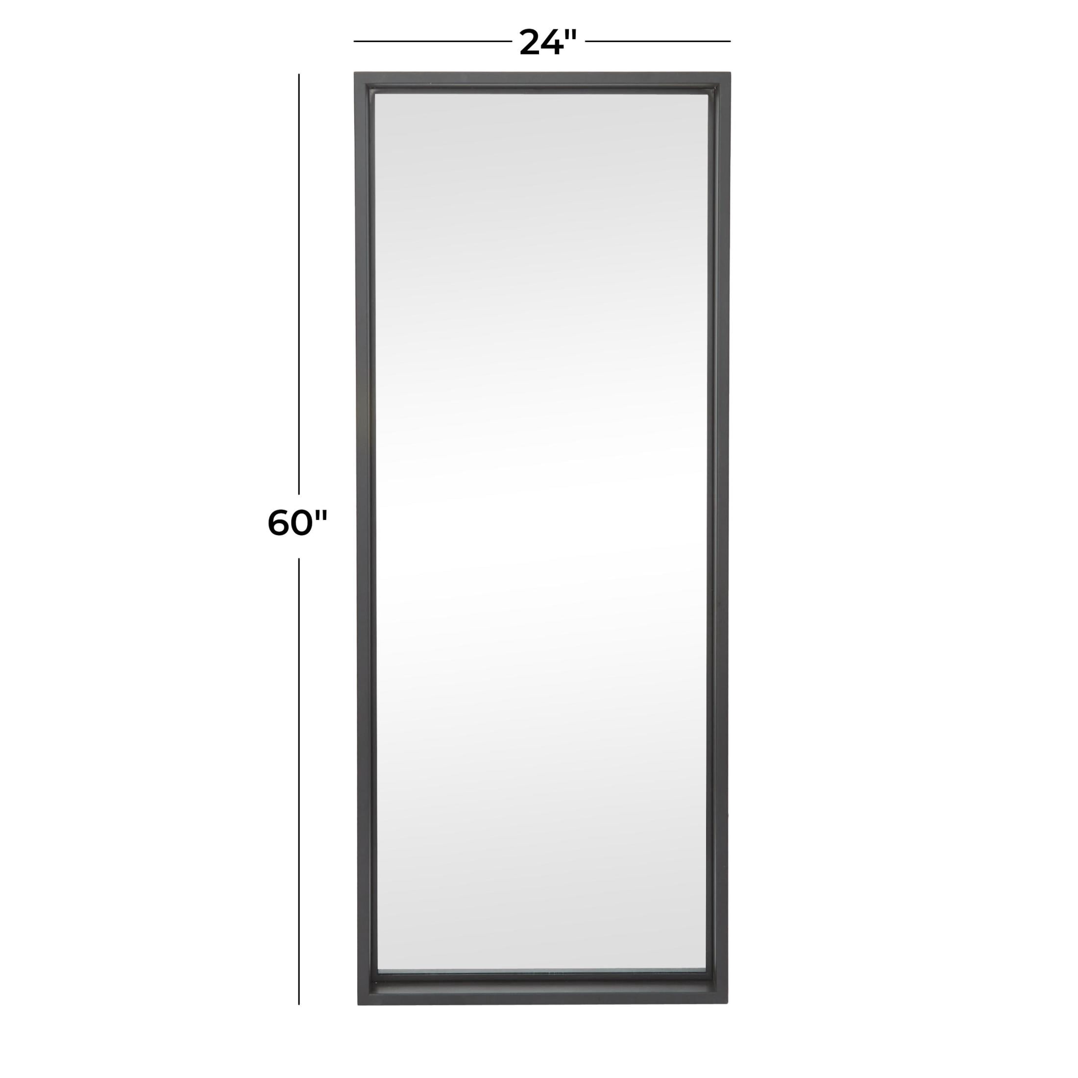 DecMode 24" x 60" Black Metal Tall Floor Mirror