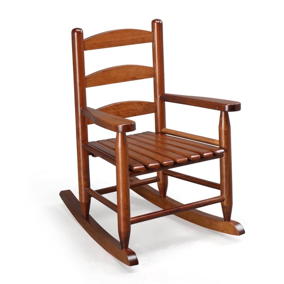 ROVSUN Child's Wooden Rocking Chair, Patio Rocking Chair with High Backrest, Toddler Rocker Weather, Suitable for Porch, Garden, Balcony