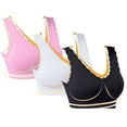 thumbnail image 6 of WREESH 3 Pack Support Bra Adaptive Bra Women Lace Splicing Glossy Comfortable Breathable Bra Underwear No Underwire Bras Underwear Pink, 6 of 9
